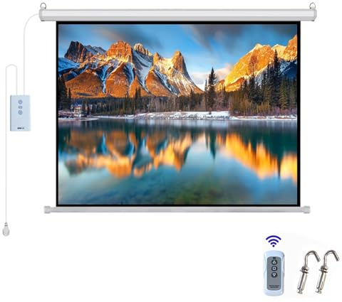 Schermo per Proiettore Motorizzato con Telecomando - Schermo Cinematografico Elettrico Anti-piega per Home Theater,Ufficio, Montaggio a parete/soffitto(72inch(16:9))