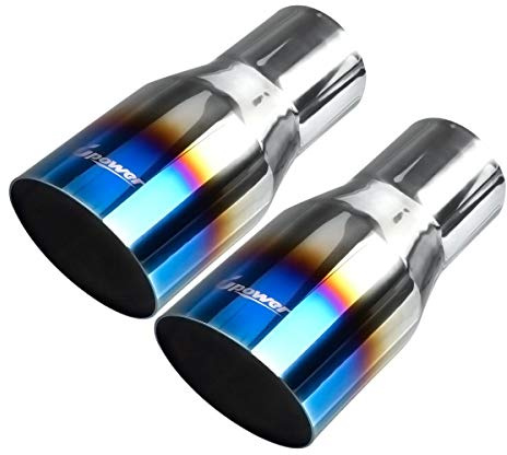 Pack de 2 azul quemar escape punta única Slant Cut 304 Acero inoxidable ID de 2,5 3,5 OD 7,75 L