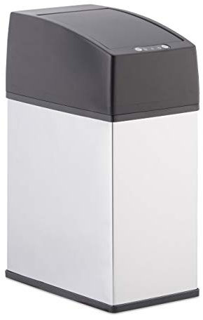 Relaxdays, Silber Sensor Mülleimer Edelstahl, mit Deckel, berührungsfrei öffnen, hygienisch, 3 L, HBT: 26,5 x 11 x 18 cm, 3 Liter