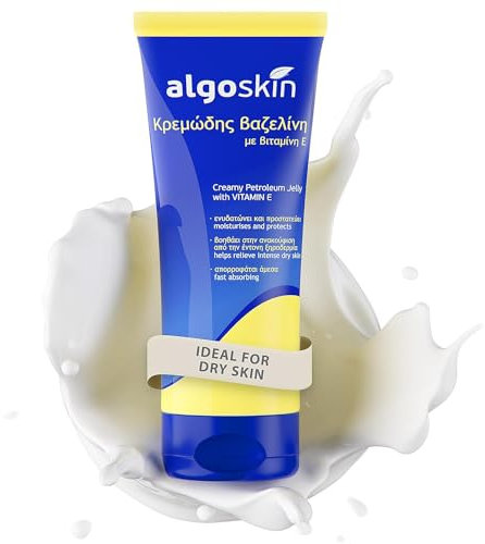 Algoskin Vaseline Creme für sehr trockene Haut – Weiße Vaseline mit Vitamin E – Handcreme für rissige Hände, Ellbogen & Knie – Große Tube – 170g