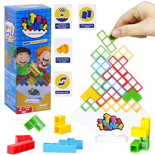 ICEPAPA, Tetra Tower Spiel, Tetris Balance Spielzeug Tower Game, Lustige stapelspiel, Stapelblöcke Balancing Spiel für Jungen und Mädchen ab Jahre 5+