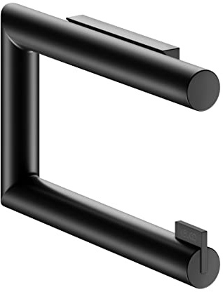 KEUCO Reva Toilettenpapierhalter, offene Form, Metall schwarz matt | Made in Germany, schwenkbar, inkl. Schrauben und Dübel, Klopapierhalter zum Bohren