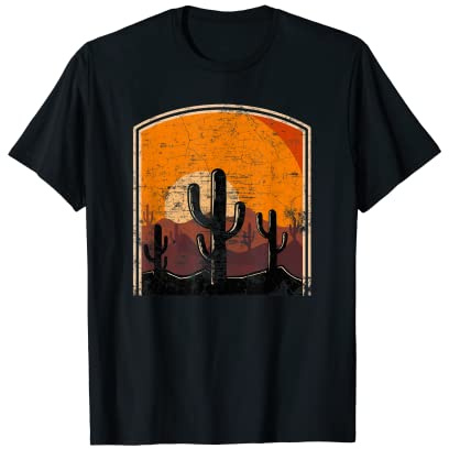 Retro Saguaro Sunset Funny Cactus Opuntia Cactaceae Lovers T-Shirt