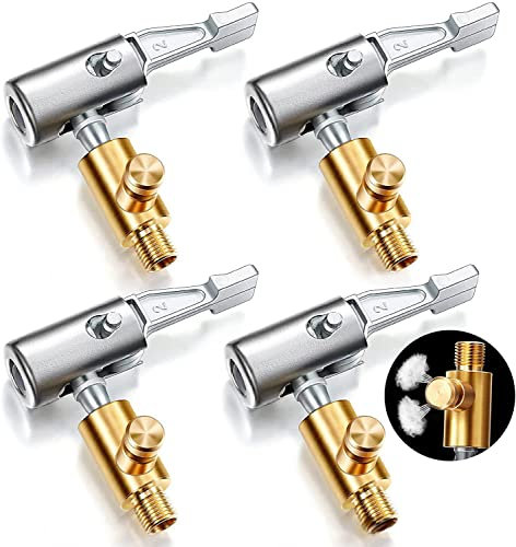 Autoventil Hebelstecker Air Chuck,Asudaro 4St Auto Luftpumpen Clip Messing Reifen Air Chucks Gewindedüsen Adapter Reifenfutter Luftfüller Adapter für Inflator Kompressorpumpe Anschlusszubehör 4 Stück