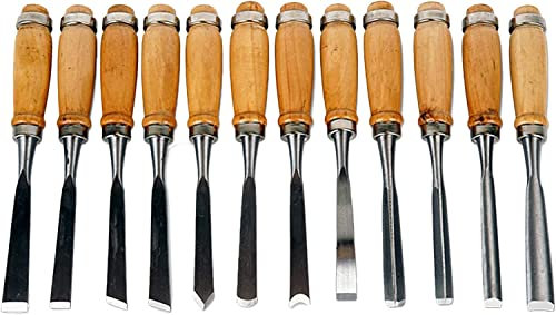 Juego de herramientas de cincel de 12 piezas, kit de cincel de mano para tallado de madera profesional Herramienta de tallado afilado de bricolaje, cincel de tallado para principiantes, utilizado pa