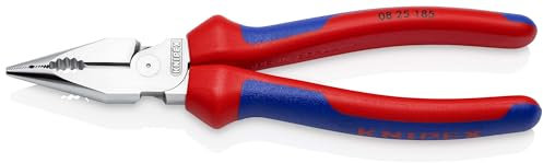 KNIPEX Pinza universale con testa a punta cromata con manici comfort 185 mm, 08 25 185