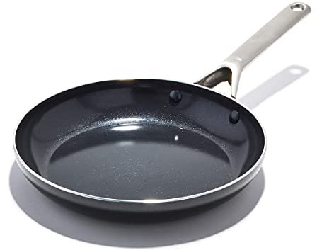 OXO Agility 10 Nonstick Frying Pan Skillet, Ceramic PFAS-Free Nontoxic Cookware, Induction Suitable, Compatible on All Cooktops, Dishwasher & Oven Safe, Stainless Steel Handle, Black