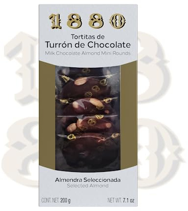 1880 - Tortitas de Turrón de Chocolate, Calidad Suprema, Típico Dulce Navideño, Receta Artesanal, 200 gramos