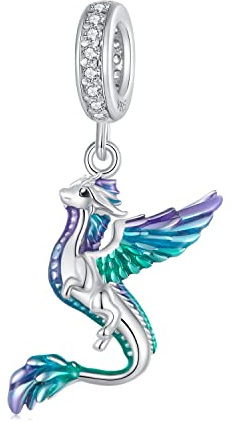 Fliegender Drachen Anhänger Charm für Pandora Armband-925 Sterling Silber Emaille-Charm-Bead-Schmuckgeschenk für Frauen und Mädchen