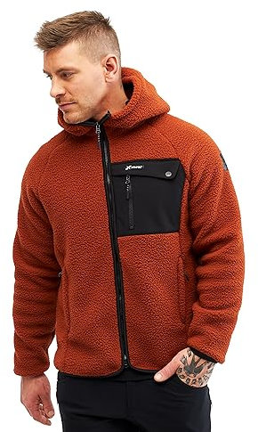 RevolutionRace Sherpa Hoodie für Herren, Outdoor Fleecejacken perfekt für Wanderungen und Outdoor-Abenteuer, Rusty Orange, XL