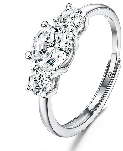 JeweBella Anello Donna Argento 925 Regolabile con Zirconia Cubica - Fedine Fidanzamento, Promessa, Amicizia, Matrimonio - Regalo di Anniversario