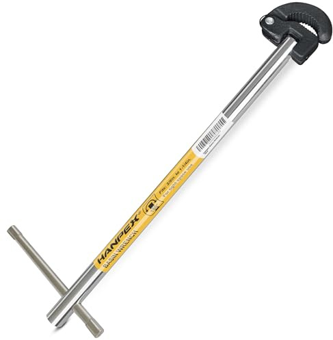 Hanpex 11-Inch Adjustable Basin Wrench for 9.5mm(3/8) to 32mm(1-1/4'') in Diameter with Spring-Loaded Jaw, Sink Wrench for Tight Space Use