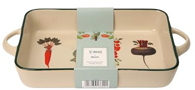 RHS - Plato rectangular para horno Benary Vegetables, plato de gres para pasteles y lasaña - Plato de servir de horno a mesa con asas