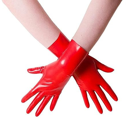 WILsem sömlös unisex svart röd kort latexhandskar vantar finger handledslängd