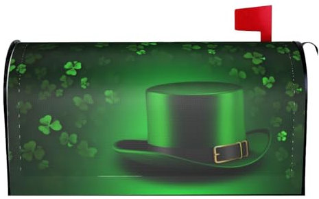 Copertura per cassetta postale, cappello verde trifoglio, copertura magnetica per cassetta postale, decorazioni da giardino, 53,3 x 45,7 cm