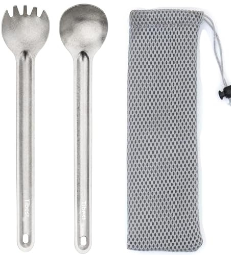 Tibest Titanium Spork Long Handle, Ultra Lightweight Camping Utensil for Backpacking Camping, Hiking, Outdoors