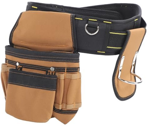 Tyenaza Tool Belt, 12 Pockets Detachable Pouch Adjustable Waist Quick Release Waist Tool Bag with Hammer Holder