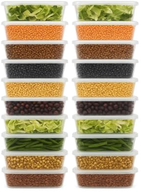 Be4Ever Takeaway Containers with Lids Pack of 50 Microwavable, Leak-Proof, Disposable Food Containers with Lids Durable & Recyclable Plastic Food Containers,BPA free 650 ML (500ML (Pack of 50))