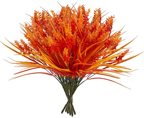Tanant Künstliche Herbstblumen, Herbst-Lavendel-Kunstblumen, Künstliche Lavendel-Kunstblumen, Herbst-Zaun-Dekor, Blumenarrangement für Wohnzimmer, Heimdekoration (12 Stück 37 cm)