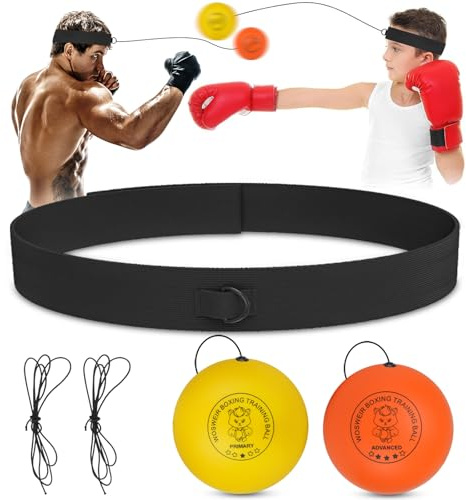 Moseem Box-Reflexball, Box-Trainingsball mit verstellbarem Kopfband, Boxausrüstung für Kampffähigkeiten, Reaktion, Schlaggeschwindigkeit und Hand-Augen-Koordinationstraining, geeignet für Erwachsene