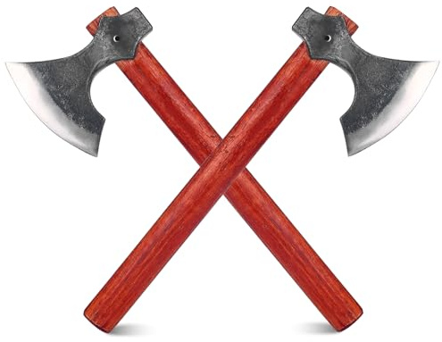 16.2 Viking Style Throwing Axe Set of 2, 1065 High Carbon Steel Bearded-Edge Tomahawk with Beech Wood Handle, Red Anti-Slip Design, for Adults Competition & Outdoor Recreation