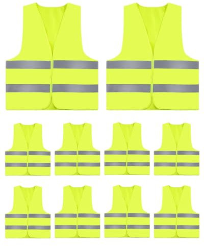 ZephyrCraft Warnwesten Auto 10er Set, Sicherheitsweste Gelb mit Reflektoren für Erwachsene & Kinder, Warnweste Autozubehör, Schutzweste für Fahrrad & Motorrad