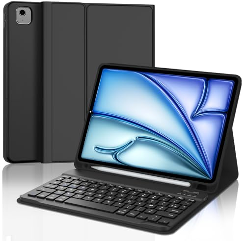 FOGARI Teclado para iPad Air 11 Pulgadas M2/M3/M4 2024/2025/2026 | Funda para iPad Air 11 2026 con Teclado, Español Ñ Teclado Bluetooth para Air 11 M2/M3/M4 2024/2025/2026, Negro
