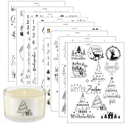 4 Stück Kerzentattoos Weihnachten | Rub Sticker Weihnachten | Aufkleber Weihnachten Kerzentattoos Weihnachten | Selbstklebend Rub Folie Sprüche Schutzengel Frohe Weihnachten Für Decorations
