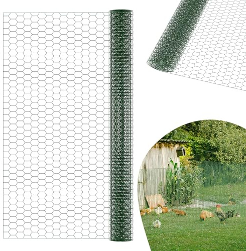 YRHome Grün 20m Hasendraht Hühnerzaun Verzinkter Maschendrahtzaun Kaninchendraht Drahtgitter Feinmaschig Leichter Drahtgeflecht Drahtzaun Hasengitter Kükendraht Maschenweite 43 x 28 mm, Höhe 100cm