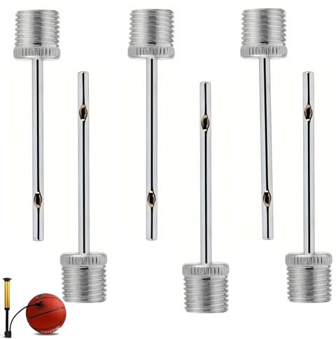 umyeoqoyo 6 Stück Ball Pumpe Nadel, Nadelventile, Ersatz Nadeln für Ball Pumpe, Luftpumpennadel, Silber Ventiladapter für Basketball, Volleyball, Rugby, Fußball