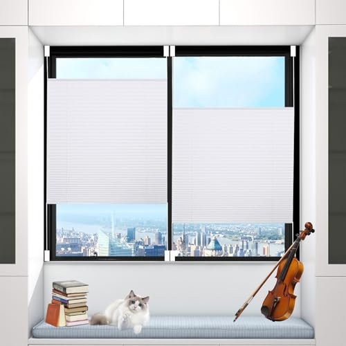 Plissee Klemmfix Ohne Bohren 35 x 100 cm Sonnenschutz, Lichtdurchlässig Plise Plisee Plisse Rollo Inkl. Aller Montage-Teile für Fenster & Tür, Weiß