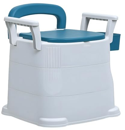 Makamsui Chaise percée de chevet pour adultes, siège de toilette avec accoudoir amovible, toilettes portables mobiles, chaise de toilette pour adultes, personnes âgées, handicapées et personnes âgées