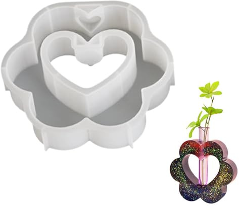 Stampo in silicone a forma di cuore in resina a forma di cuore, in silicone per vasi di fiori e contenitori, per gesso riutilizzabili, in calcestruzzo artigianale per San