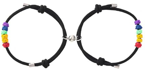 AFCJLTO 2 pcs Pulseras Magnéticas para Parejas con Atracción Mutua, pulseras tejidas de la amistad, Pulseras de Cuerda Trenzada, Pulsera Ajustable para Hombre y Mujer símbolo de la Amistad y el Amor