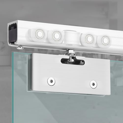 Sliding Glass Door Hardware Kit Ceiling Mount, Heavy Duty Bypass Wardrobe Closet Door Track Set, Pocket Door Rail and 8-Wheels Pulleys(3m/9.8ft)
