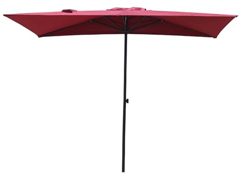 YySXIQ 8.2ft X 4.3ft Half Parasol Rectangular Outdoor Patio Umbrella With Adjustable Height For Wall Apartment Balcony Deck Porch (Wine red)