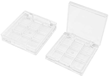 2 scatole vuote per palette di trucco a 9 scomparti, piccole, vuote, portatili, per rossetti, trasparenti, ricaricabili, contenitori per cosmetici, contenitori trasparenti per campioni di trucco per