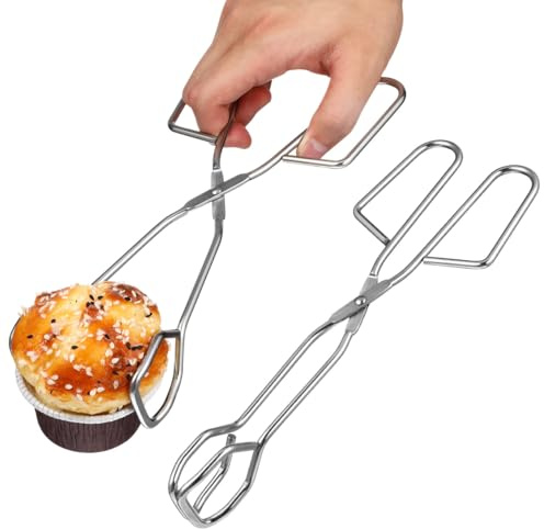 IMIKEYA 2 Stück Edelstahl Grillzange: Scherenzange Würstchenzange Küchenzange Barbecue Grillen Zange Servierzange für Küche Backen Camping, Länge: 25 cm