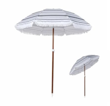 GFYHTN Parasol de Plage avec Franges 180cm, Parasol de Jardin Exterieur avec Toit Inclinable, Sac de Transport pour Plage Jardin