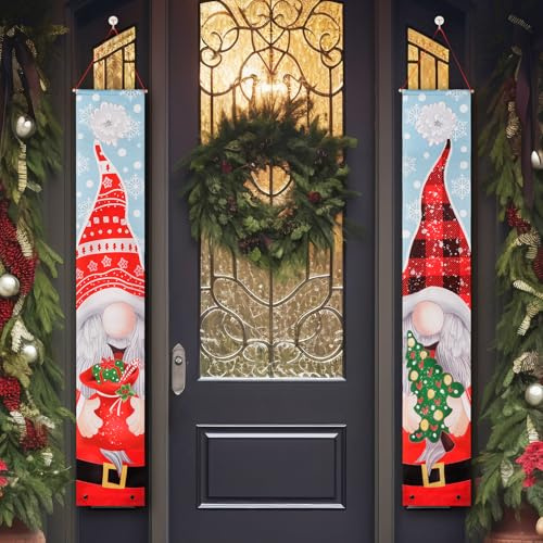 BigKego 2 pancartas de puerta, duendes, Feliz Navidad, couplet, porche, cartel interior-exterior