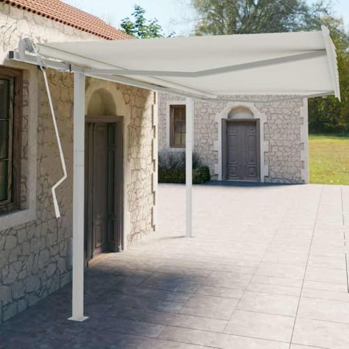 HaoChrymec Stützen für Markisen Weiß, Eisen, Doppelstützen Set, Standfuß für Markisens, Markisen-Stützen Set, Stützfuß für Markisens, 450 x 245 cm