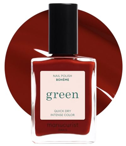 Manucurist - Grön Bohème - Brunrött nagellack - Naturligt klassiskt nagellack 9-fritt - Vegan- och växtbaserat - Manikyr- och nagelvård - 15 ml
