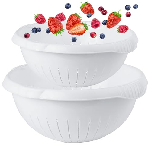 Multi Purpose 30cm Ice White Colander Filter Basket | For Vegetable, Rice & Fruit Washing