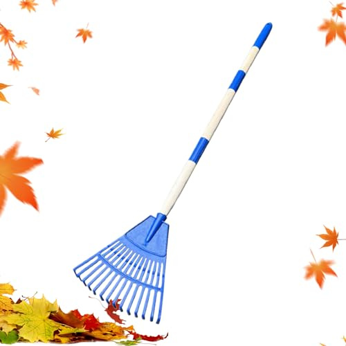 Arroopu Rastrillo para Hojas 14 Pines Abanico - Rastrillo de Césped Doméstico - Escoba Portátil para Jardín Césped Terraza Y Acampada