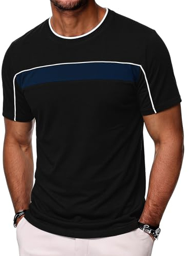 Quoboquo T-shirt pour homme léger respirant col rond manches courtes été mode S - 3XL