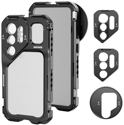NEEWER S26 Ultra Phone Cage, Mobile Video Rig Stabilizer Vlog Kit with 3X Backplate for 67mm Filter, 17mm Phone Lens & T Mount Lens, Compatible with Samsung Galaxy S26 Ultra Only, PA182