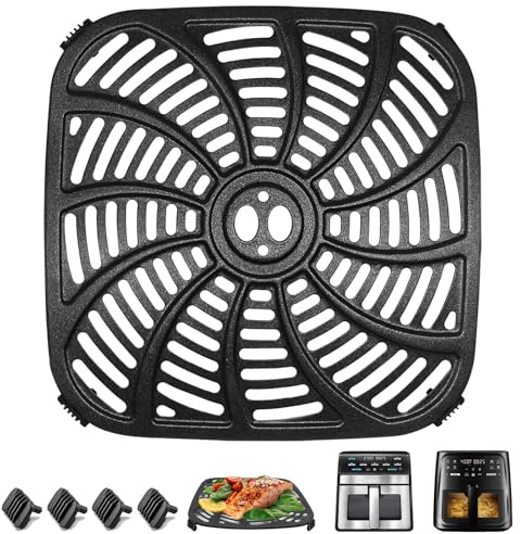 GCQ Air Fryer Replacement Tray for Gourmia GAF858 GAF823 Air Fryer, Nonstick 9.6''*9.6'' square Air Fryer Replacement Parts Rack Grill Pan Grill Plate Crisper Plate for Gourmia 8QT Air Fryer