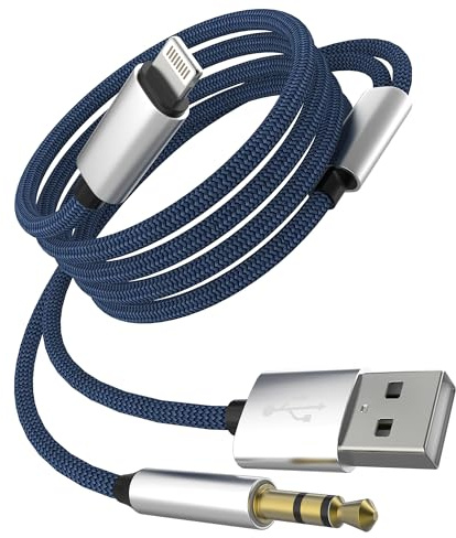 Adattatore da Lightning a Jack Aux Cavo per auto Cuffie (1,2 M) per iPhone 14 13 Pro Max per Apple Jack da 3,5 mm Audio USB Cavo di ricarica Cavo di ricarica Cavo audio Cavo altoparlante stereo