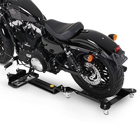 ConStands Motomover III - Motorrad Rangierschiene kompatibel mit Chopper/Custombike Schwarz Längenverstellbar Rangierhilfe Seitenständer Hinterrad CB84099