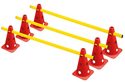 RHINOS sports Set di ostacoli, 3 ostacoli, 22,5 cm, rosso/giallo